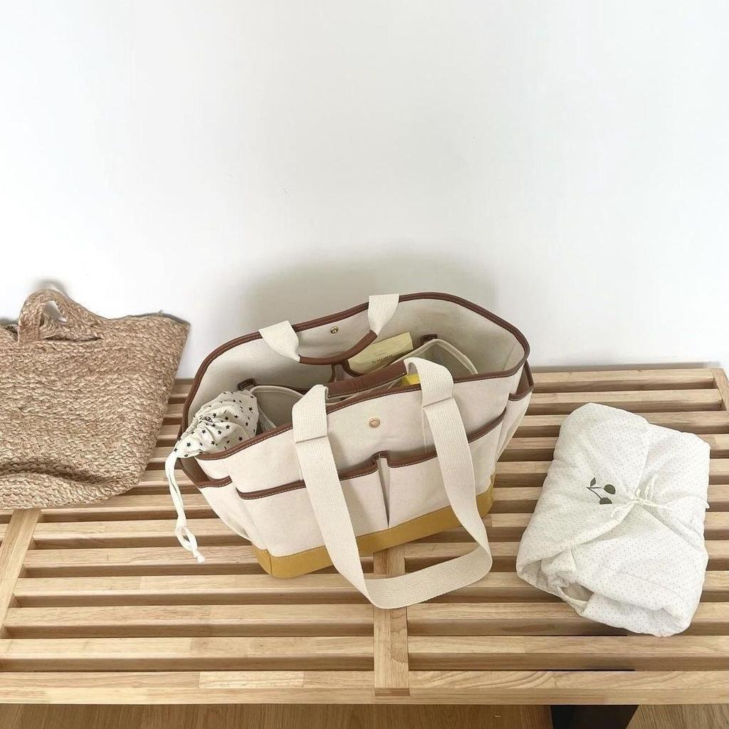 Korean Large Capacity Versatile Canvas Mommy Bag - Lightweight Crossbody Tote for Mother and Baby