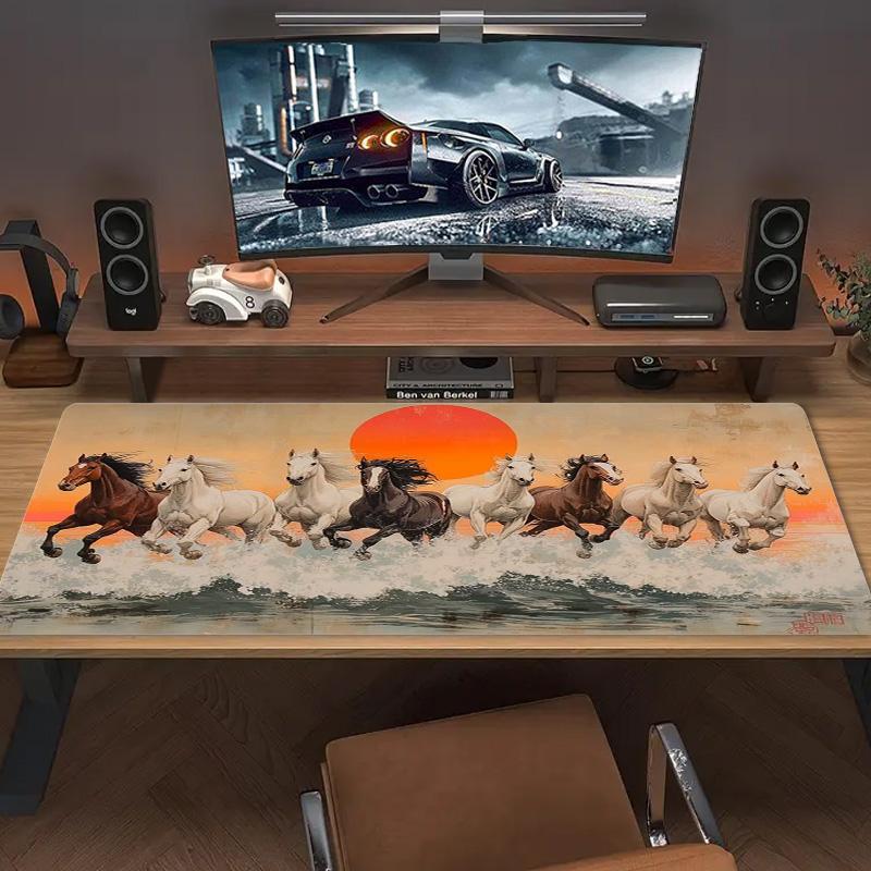 Horses Color Mouse Pad Large Gaming Table Cushion Non-slip Laptop Tablet Big Mousepad XXL Mat Mini PC Playmat With Lock edge