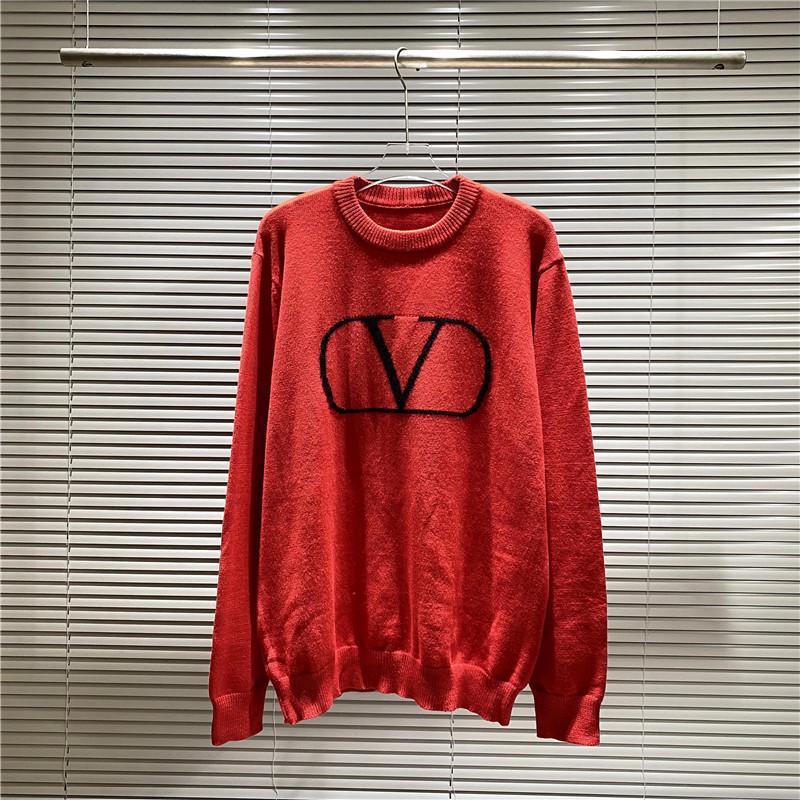 VT Valentino Unisex pletený svetr: 25 stylů, volný střih, kulatý výstřih, žakárové logo s písmenem na hrudi.
