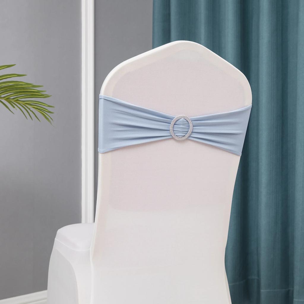 Chair Sashes Bows Wedding Lycra Chair Spandex Bands Stretch With Buckle For Chair Covers Decoration Party Dinner Banquet
