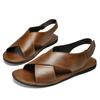 Mens Slip on Shoes Genuine Leather Sandals Summer Antiskid Beach Luxury Sandals Non-slip Men's Casual Sandal Soft Penny Shoes