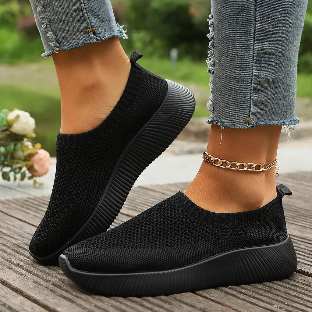 Damenschuhe Übergröße 43 Herbst Sneaker Frau Vulkanisierte Schuhe Lässig Slip On Flache Schuhe Weißes Mesh Weiche Laufschuhe
