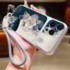 Romantic Rose Flower Pattern Leather Lanyard Case For iPhone 18 Pro Max Hybrid TPU+PU Anti-skid Soft Cover For iPhone 17 16 15 14 13 Pro Max
