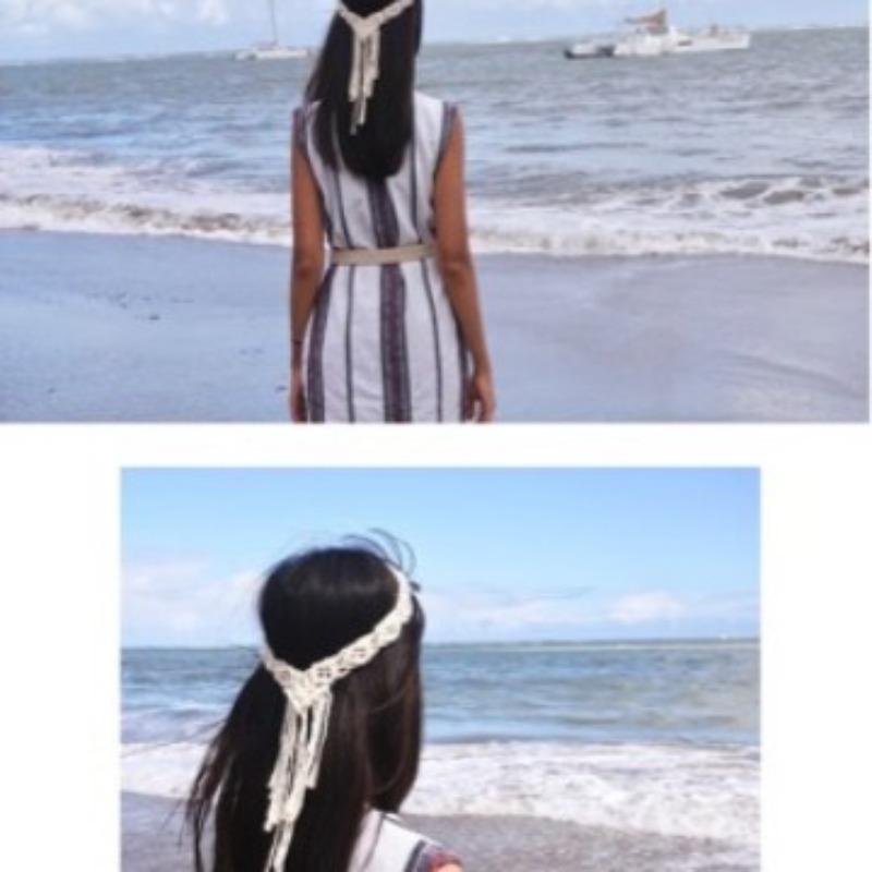 Bohemian Bride Hair Accessories Handmade Braided Cotton Headband Nordic Wedding Hairpiece Vintage Woven Headwear for Women