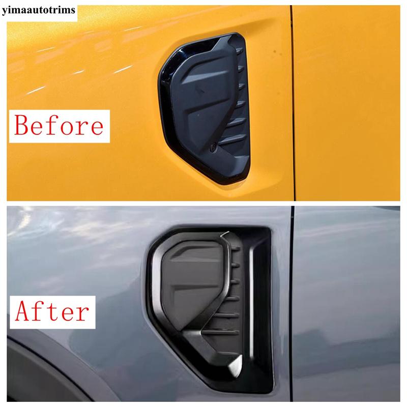 Griglia Cornice Pannello Copertura Parafango Griglia Prese d'Aria Laterali Anteriori Accessori Nero / Fibra di Carbonio Per Ford Ranger 2024