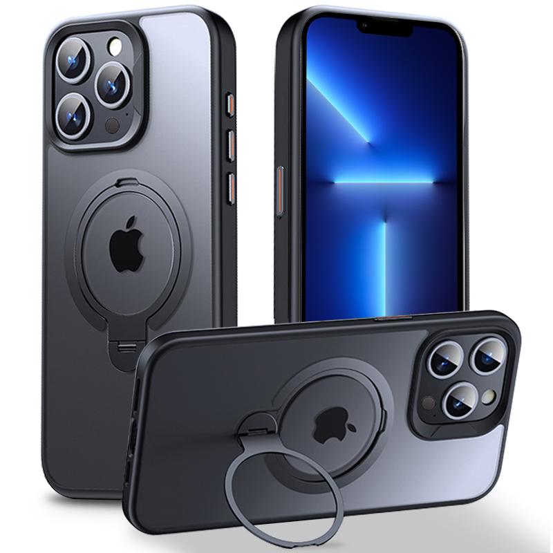

For iPhone 13 Pro Max Case Kickstand Anti-Scratch TPU+PC Phone Cover Compatible with MagSafe Black
