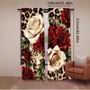 Set Of 2 Leopard Curtain Red White Rose Floral Women Lover Romantic Botanical Bedroom Living Room Dining Curtains Made Polyester Great Window