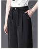 2024 Women's High Waist Drapey Wide-Leg Skirt Pants - Summer Plus Size, Eight-Point Length for Casual, Middle-Aged Style