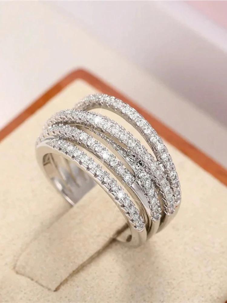 

925 Silver Classic Retro Linewrapping Zircon Ring For Women Engagement Wedding Luxury Fashion High Quality Fine Jewelry 5 серебряный
