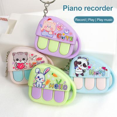 Mini Cartoon Piano Keychain with Voice Recorder Creative Music Box Toy Pendant for Bags Backpacks Novelty Gift for Kids Teens Fun Party Favor Grab