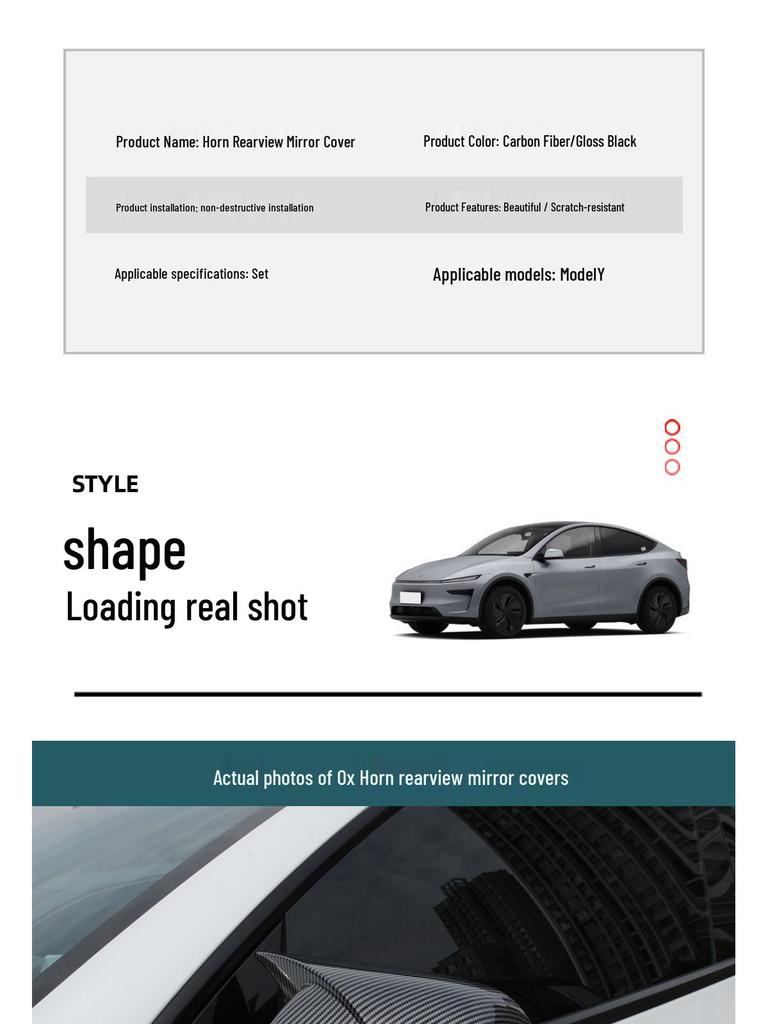 Tesla Model Y/YL Rearview Mirror Cover & Housing for Modification