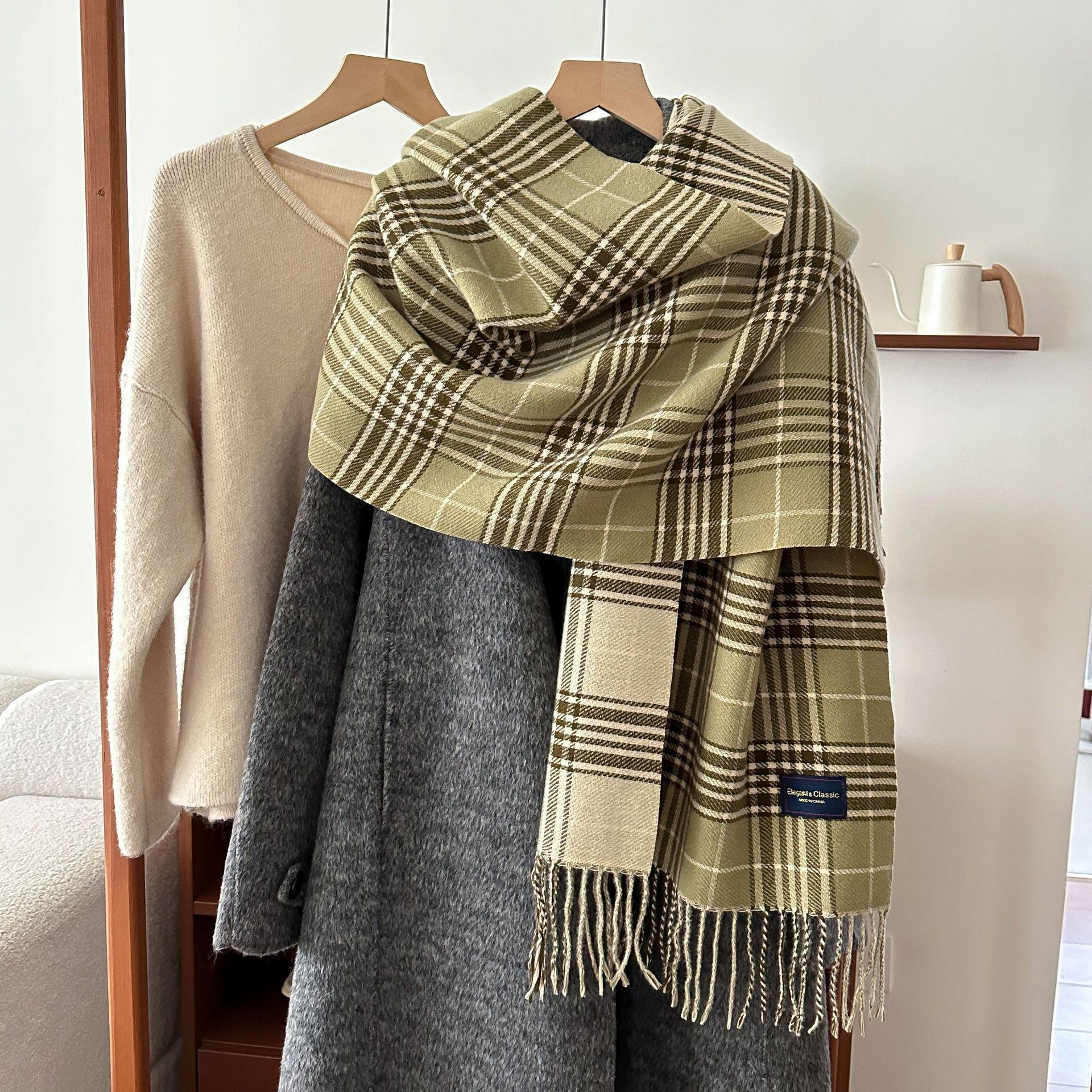 

Korean Style Double sided Plaid Scarf for Autumn and Winter Couples and Students Versatile Scarf Japanese Style Sweet Thickened Warm Shawl 54-208cm