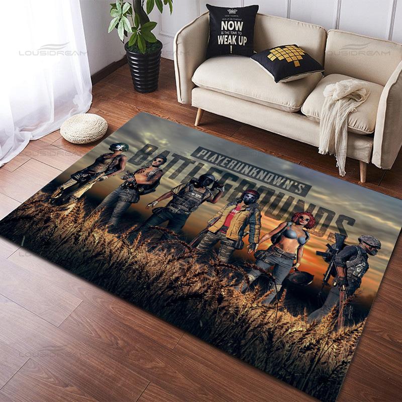 Popular 3D Shooting Game Decorative Carpets Square Flannel PUBG Carpets Modern Home Bedroom Rug Living Room Carpets
