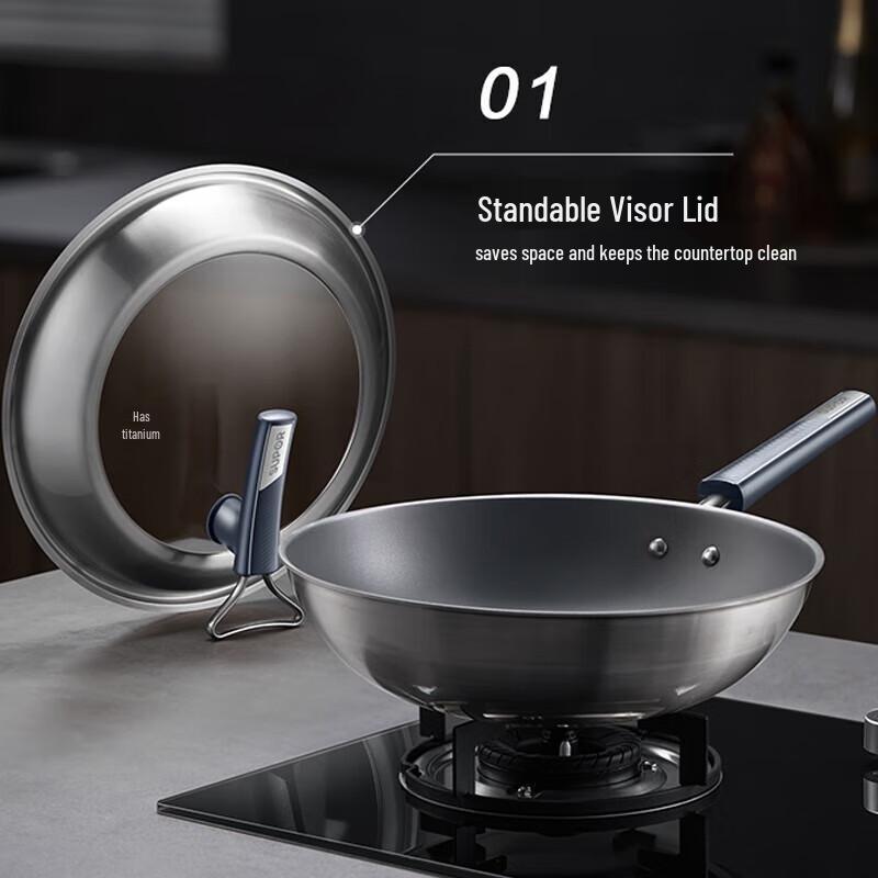 Supor Titanium Non-Coated Stainless Steel Wok