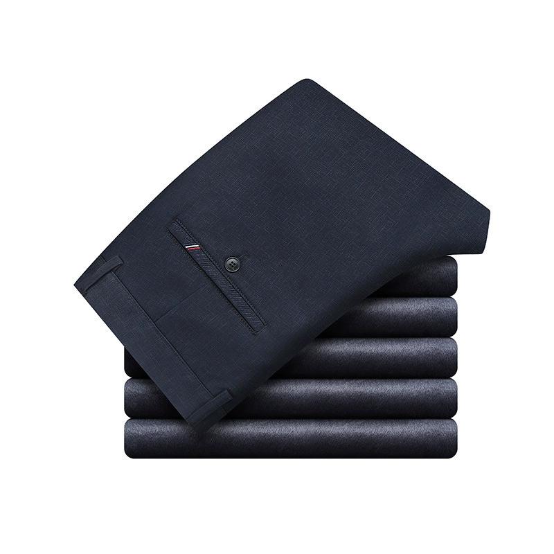 Men Pants Winter New Business Casual Fleece Trousers Fashion High Quality Elasticity Straight Classic Black Blue Thicken Pants