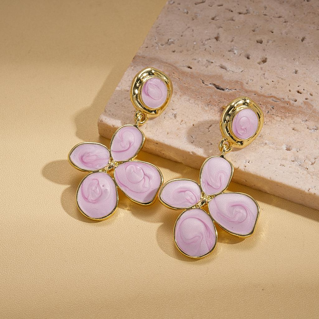 European and American oil drop flower silver needle earrings niche fresh personalized earrings 