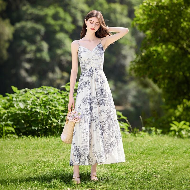 Elegantes ärmelloses A-Linien-Midikleid mit Aufdruck