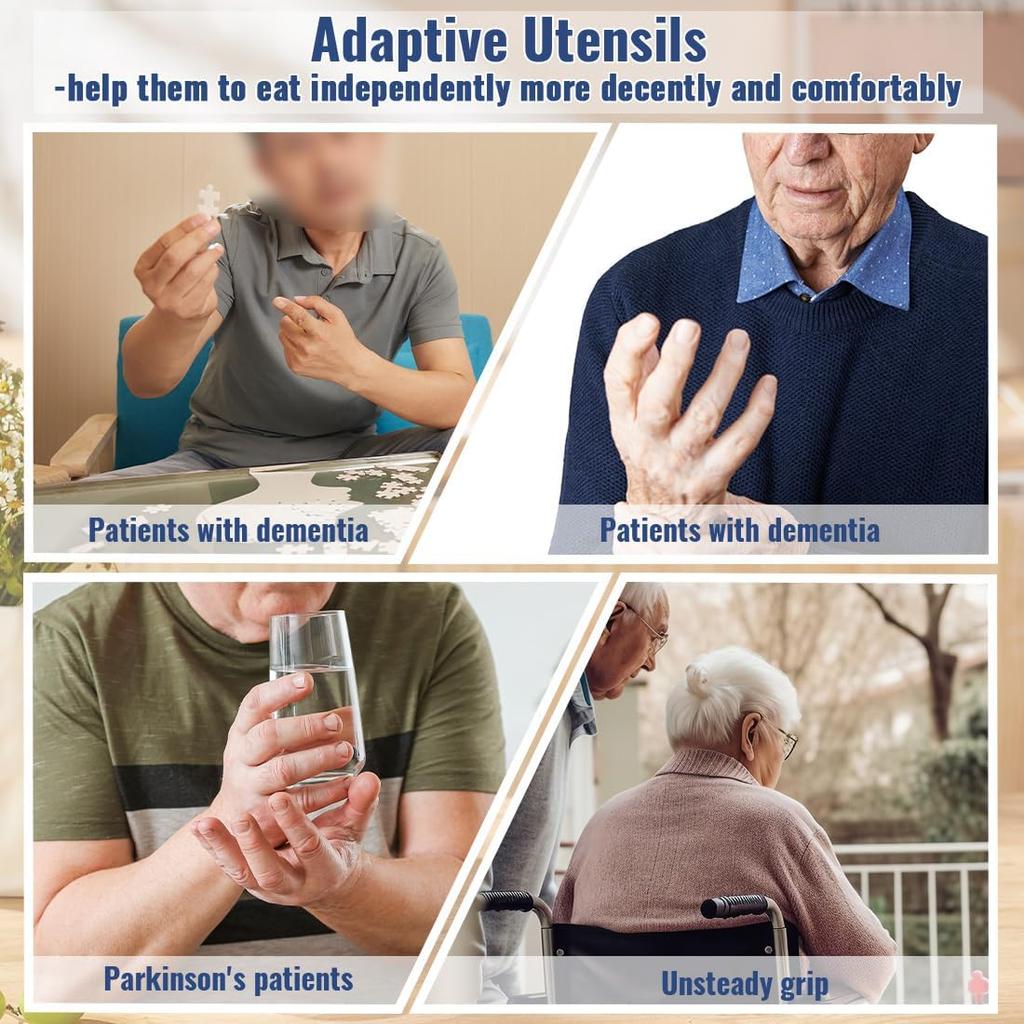 Adaptive Utensils, Weight Utensils for Tremors and Parkinson Patients, Utensil Set Spoon and Fork for Elderly