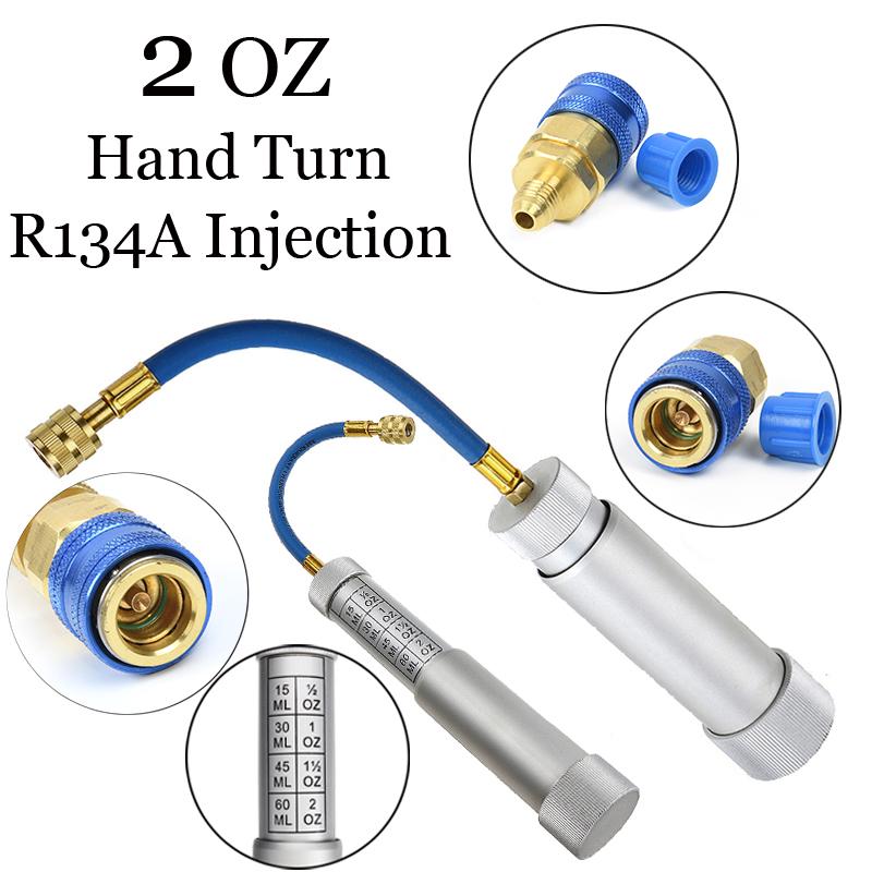 Buy R134A 2 OZ Hand Turn Filler Injection Tool Car Auto A/C Oil Dye Injector Adapter at