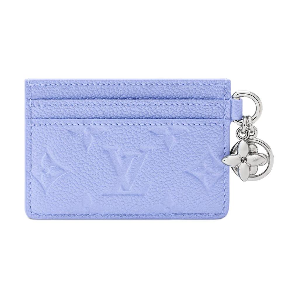 Louis Vuitton LV Charms Card Holder Blue Frost Monogram Embossed Empreinte Cowhide Leather Women Wallets M26523