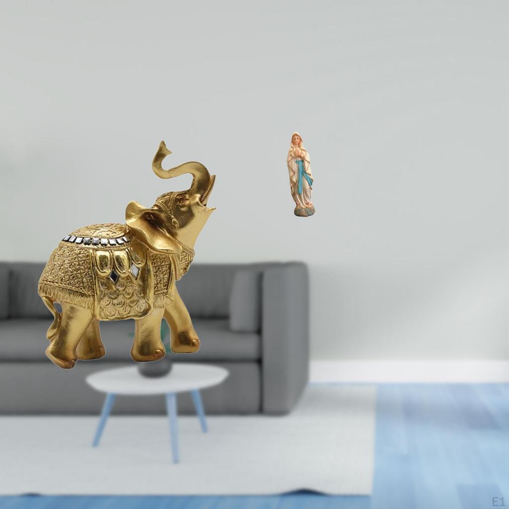 Elephant Mary Resin Sculpture Decorative Figurine Animal Artwork for Desk Shelf Bedroom Home Office