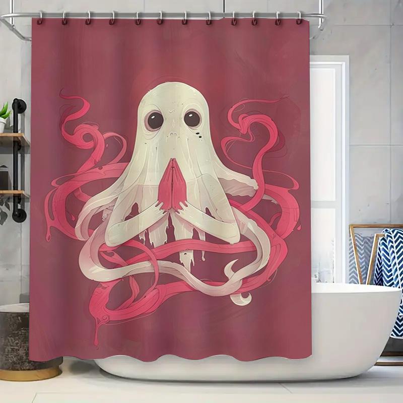 

Charming Octopus Print Shower Curtain For Bathroom Decor Modern Design Waterproof Fabric Shower Panels Set In Pink Color 3D Prin W60H190(CM)-1 Pcs