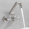 Stainless Steel Foldable Basin Faucet Wall Mounted Bathroom Kitchen Sink Washbasins Cold Hot Water Mixer Tap 360 Degree Swivel