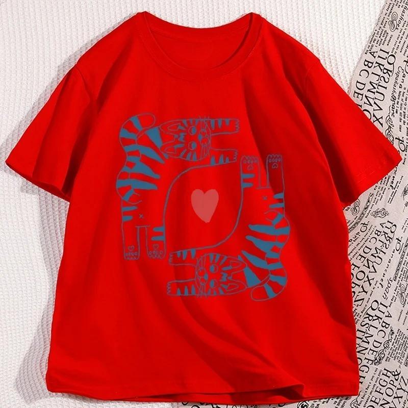 Cat Lover Tshirt Funny Retro Short Sleeve Graphic T Shirts Crewneck Cotton Printed Tshirt Casual Short Sleeve Casual Clothing