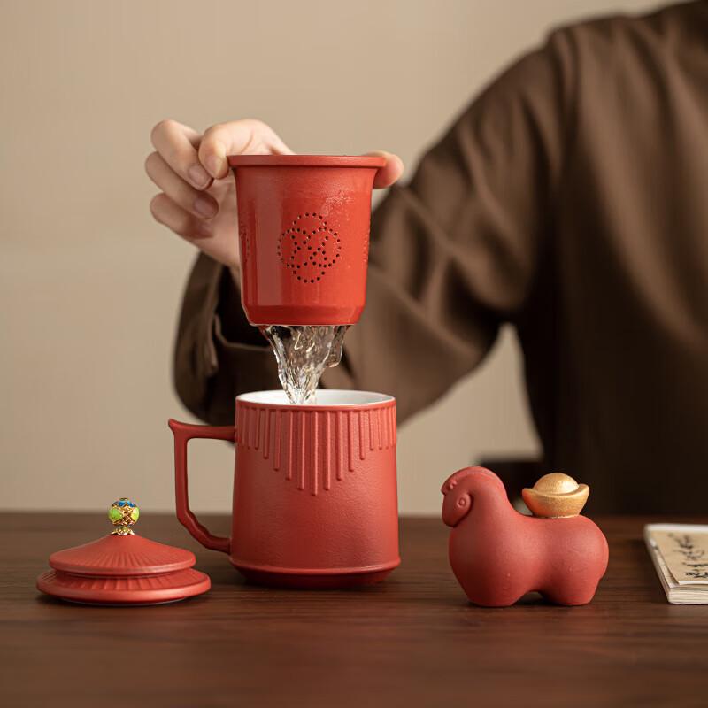 Sui's Ceramic Imperial Red Tea Cup & Pet Gift Set