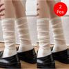2 Pcs Women Lolita Socks Y2K Solid Long Loose Knee-socks Female Spring Breathable Lace Casual Sweet Soft Korean Middle Stockings