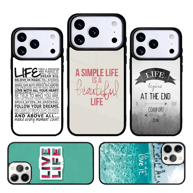 Beautiful Life Inspirational Quote Phone Case Cover for IPhone 11 12 13 14 15 16e 17 Pro Max Coque for IPhone 17 Air