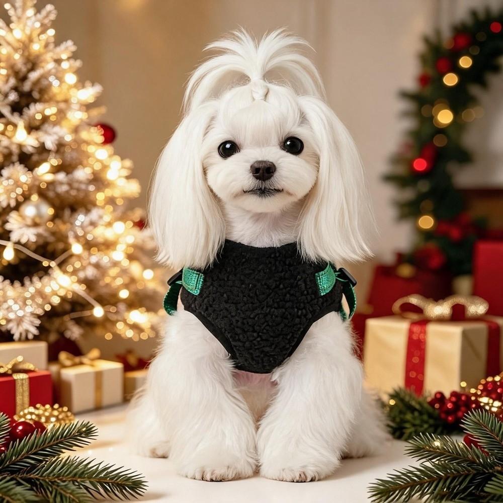 Thickened Christmas Dog Coat Elk Pattern Winter Dog Jacket Dog Plush Zipper Vest Walking