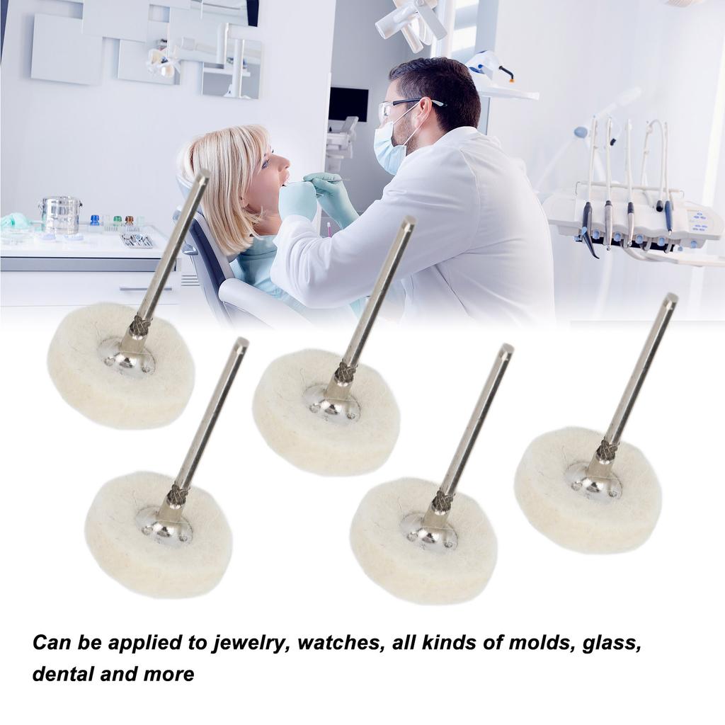 10pcs Dental Polishing Buffing Head Felt Wool Head Stainless Steel Mandrel Wheel Grinding Head