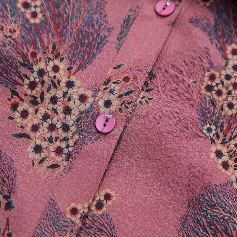 Sifen Damen Strickjacke mit sieben Ärmeln und Blumendruck