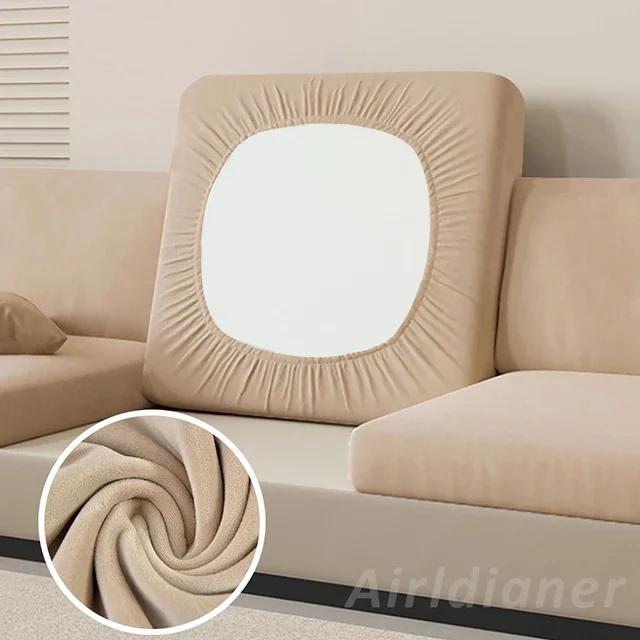 Anti-Dirt Velvet Sofa Cushion Slipcover Elastic Chair Seat Protector For Pets And Furniture Sofa Cover Living Room Bedroom Decor
