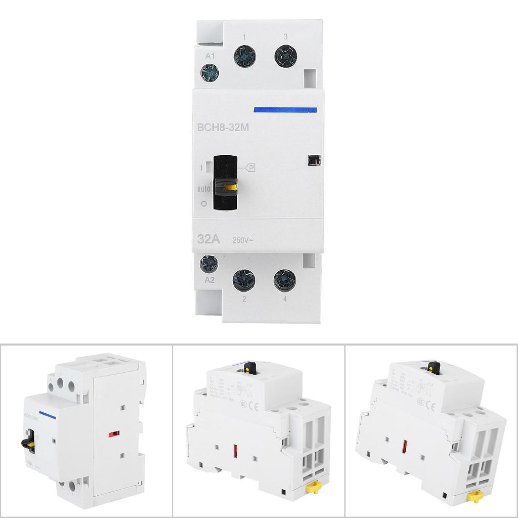 2P32A Household AC Contactor with Manual Control Function for Building Electrical 230V(1NO1NC)