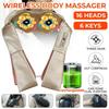 100-220V Cordless Rechargeable Neck Shoulder Massager Shiatsu Massage 3D Nodes Bidirectional Rotation Optional Heat