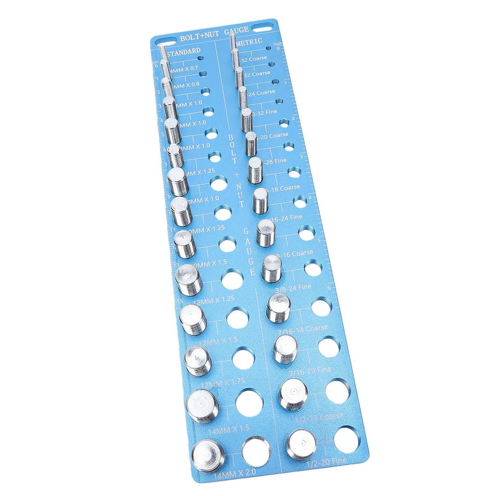 28 Piece Thread Checker Nut and Bolt Measuring Tool with 28 Standard Metric Sizes High Strength Aluminum Alloy for