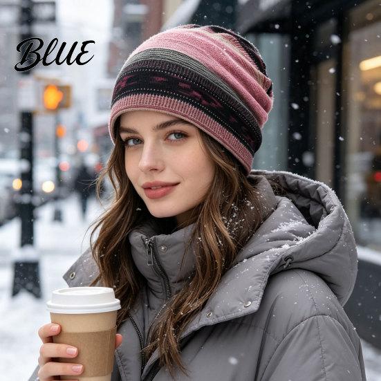 Versatile Lazy Style Hair Tie Women's Geometry Print Slouchy Hat Casual Soft Stretch Skull Colorful Geometric Pattern Hat Cap Warm Cancer