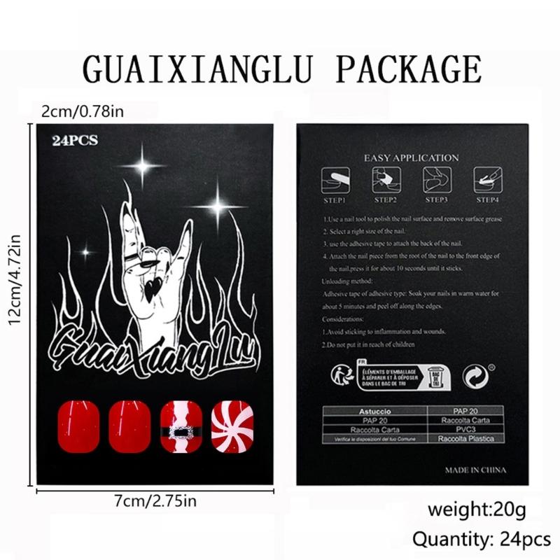 ABS Christmas Fake Nail 24PCS Santa Snowflake Glitters Design Holiday Party Press On Nail For DIY Manicure Comfort Wear