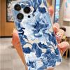 Blue Flower Transparent Anti-Drop Case for iPhone 14/15/16/17 Series Pro Max