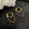 Korean Style Fashion Jewelry 18K Gold Plated 925 Sterling Silver Tassel Chain Hoop Earring for Women Silver Earring Jewelry