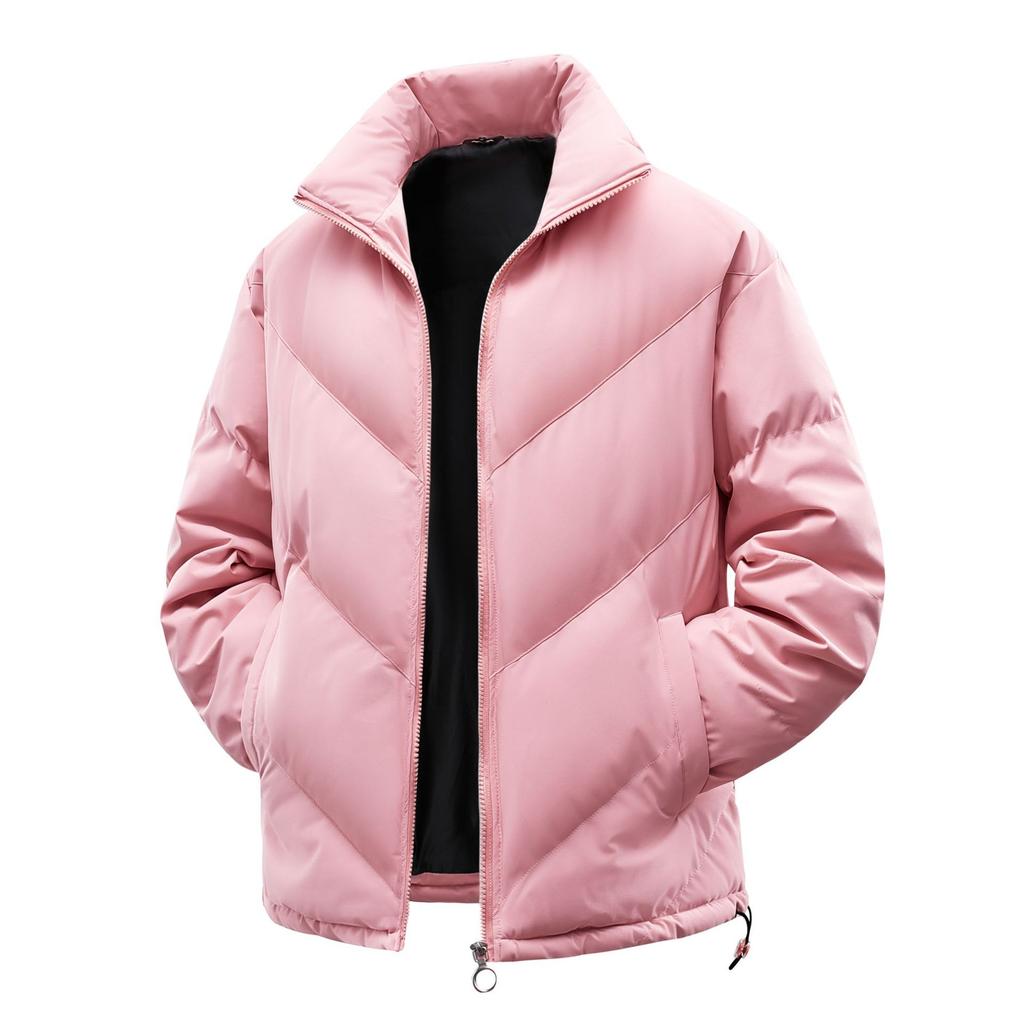 Winter cotton-padded clothes are the same for men and women, thickened stand-up collar, loose fashion and versatile casual cotton-padded jacket.