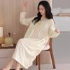 Camice da notte stile palazzo da donna: Elegante Abito Lungo Monocolore per Primavera e Autunno 2026