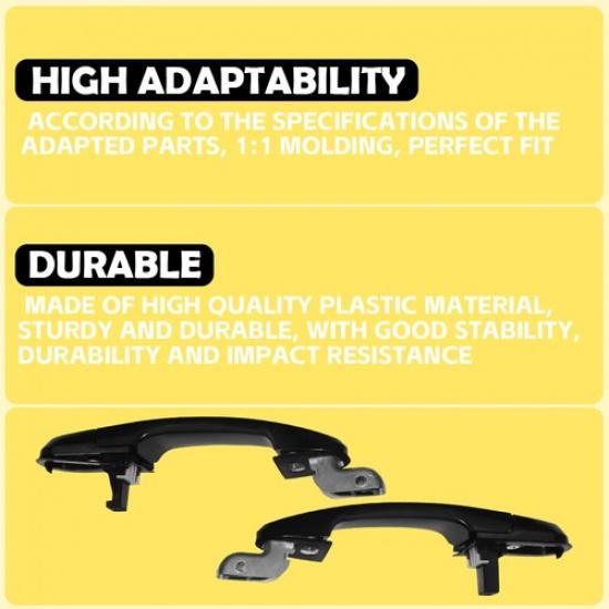Pair BLACK Exterior Rear+Front Driver Side Door Handle For 05-09 Hyundai Tucson