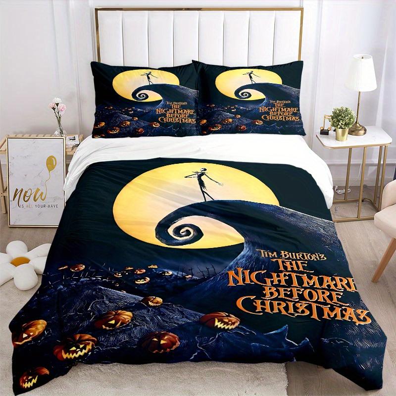 3pcs Set Nightmare Before Christmas 1pc of Quilt Cover+2pcs of Pillowcase, No Core, Print Bedding, All Seasons Bedroom Setting072
