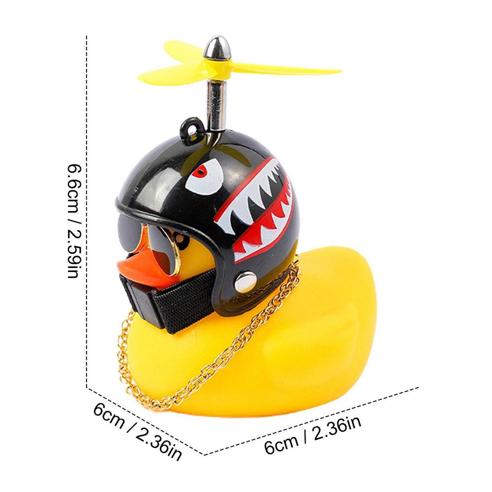 Rubber Squeeze Wind Duck Toy Motorcycle Car Ornaments Small Duck Car Dashboard Decoration with Cool Glasses Propeller Helmet