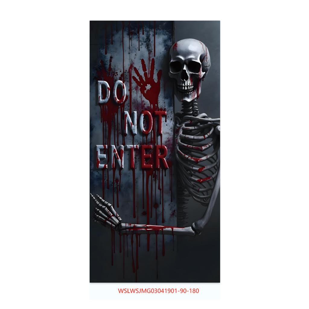 Halloween Horror Decoration Background Cloth, Haunted House Family Arrangement, Outdoor Door Curtain Hanging Cloth Vertical Poster