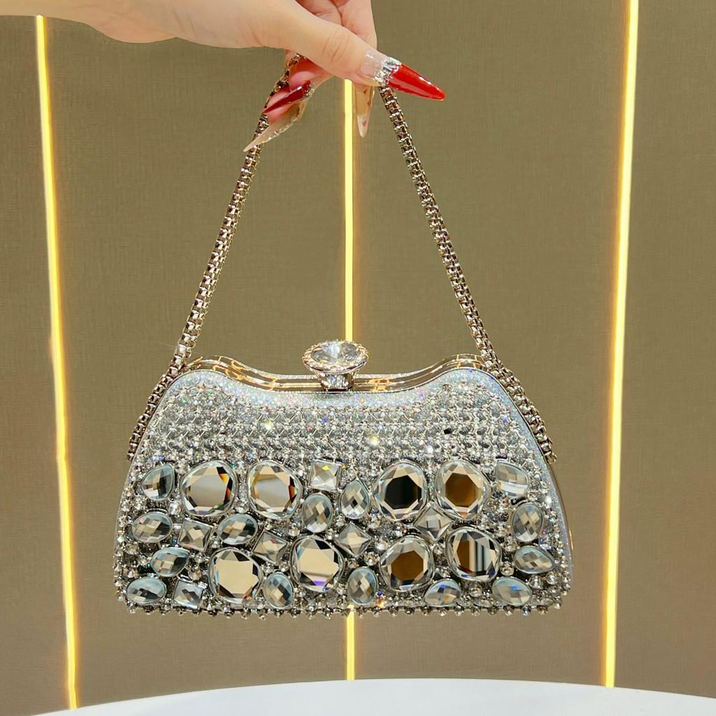 Luxury Ladies Clutch Bag With Rhinestone Embellishments For Evening Parties And Formal Events