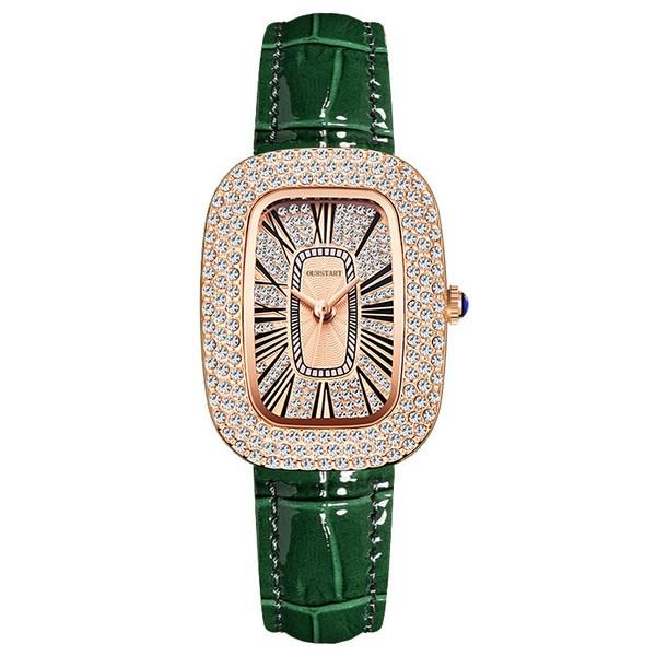 Recommendation OUR_W01 Leather Metal Analog Luxury Square Cubic Fashion 20s 30s 40s Women's wristwatch,Korean Popular Watches